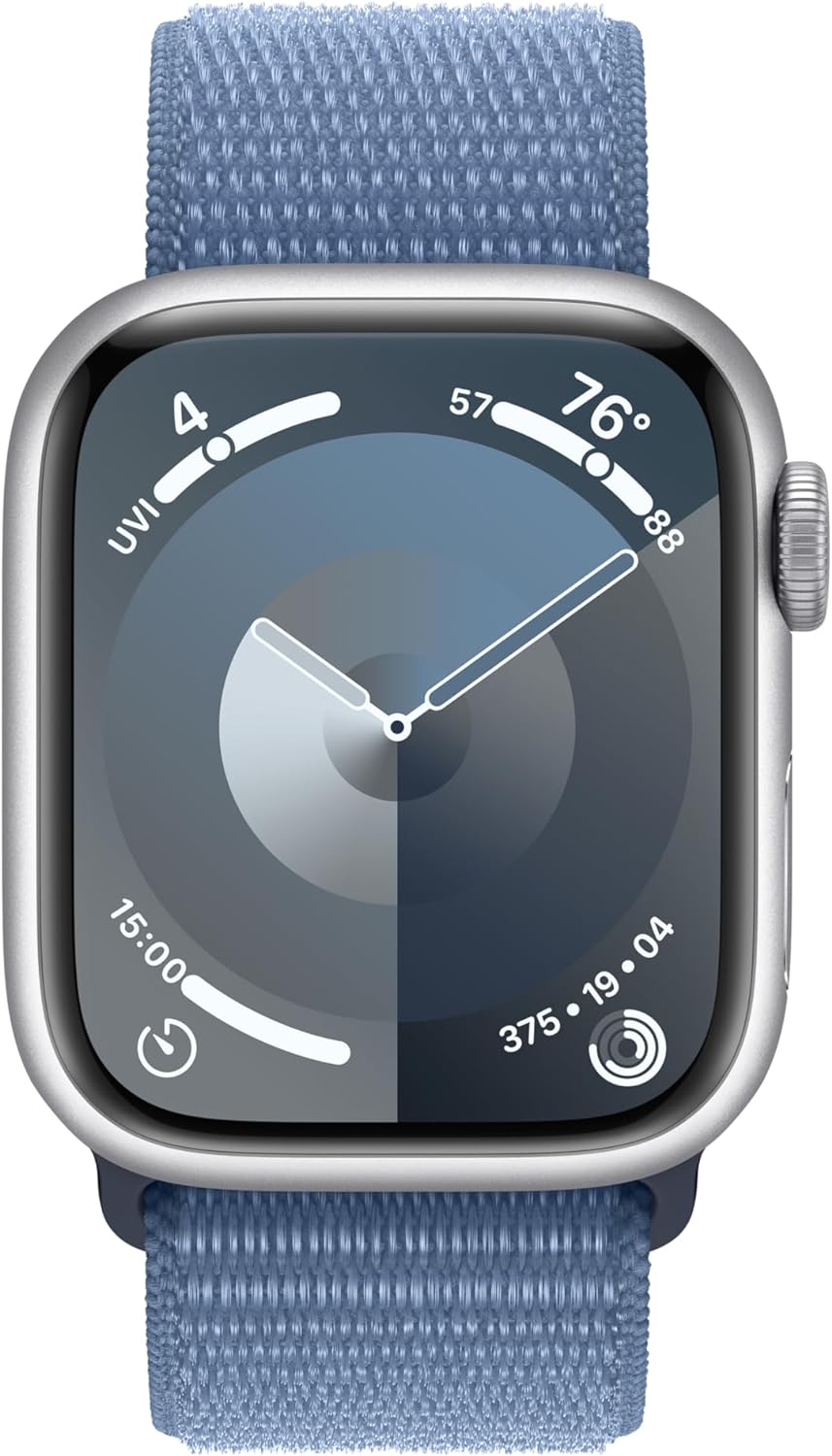 Apple Watch Series 9 (GPS) 41MM Silver Aluminum Case Winter Blue Sport Loop (Renewed)