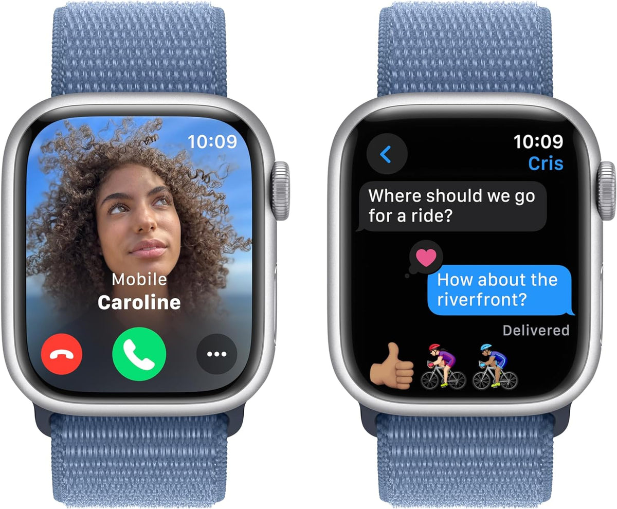 Apple Watch Series 9 (GPS) 41MM Silver Aluminum Case Winter Blue Sport Loop (Renewed)