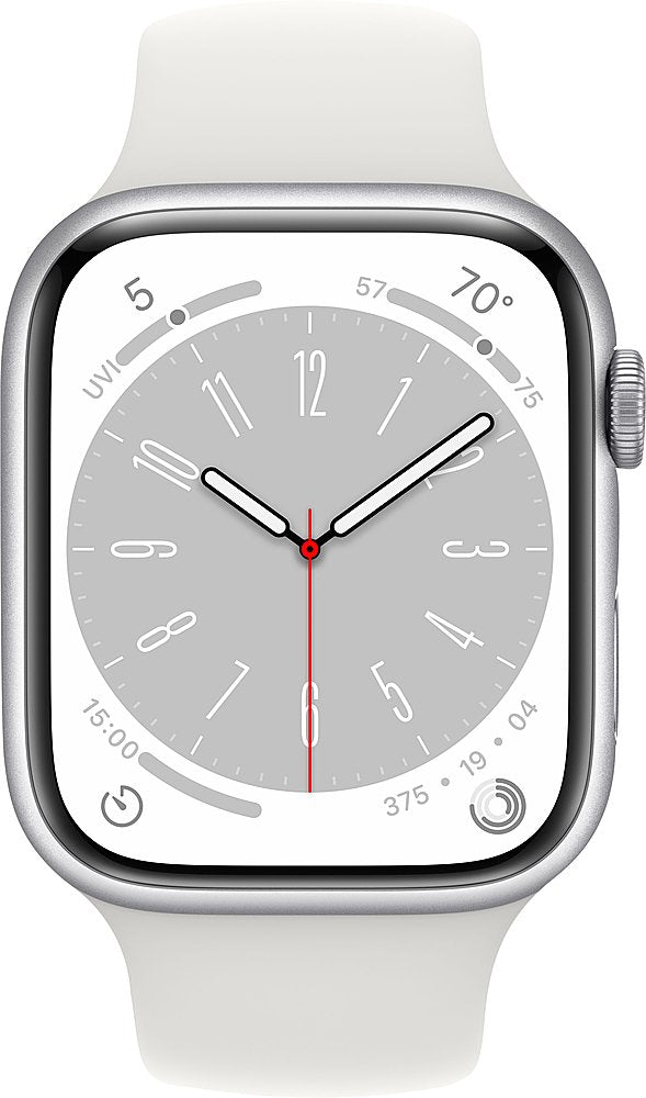 Apple Watch Series 8 (GPS) 45MM Silver Aluminum Case White Sport Band (Certified Refurbished)