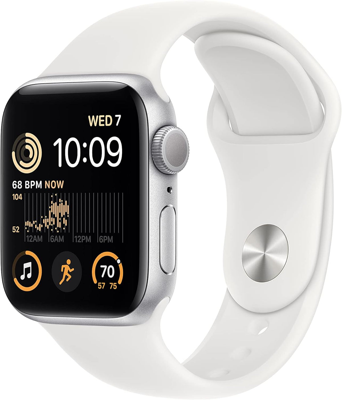 Apple Watch Series SE 2nd Gen (GPS) 40mm Silver Aluminum Case White Sport Band (Renewed)