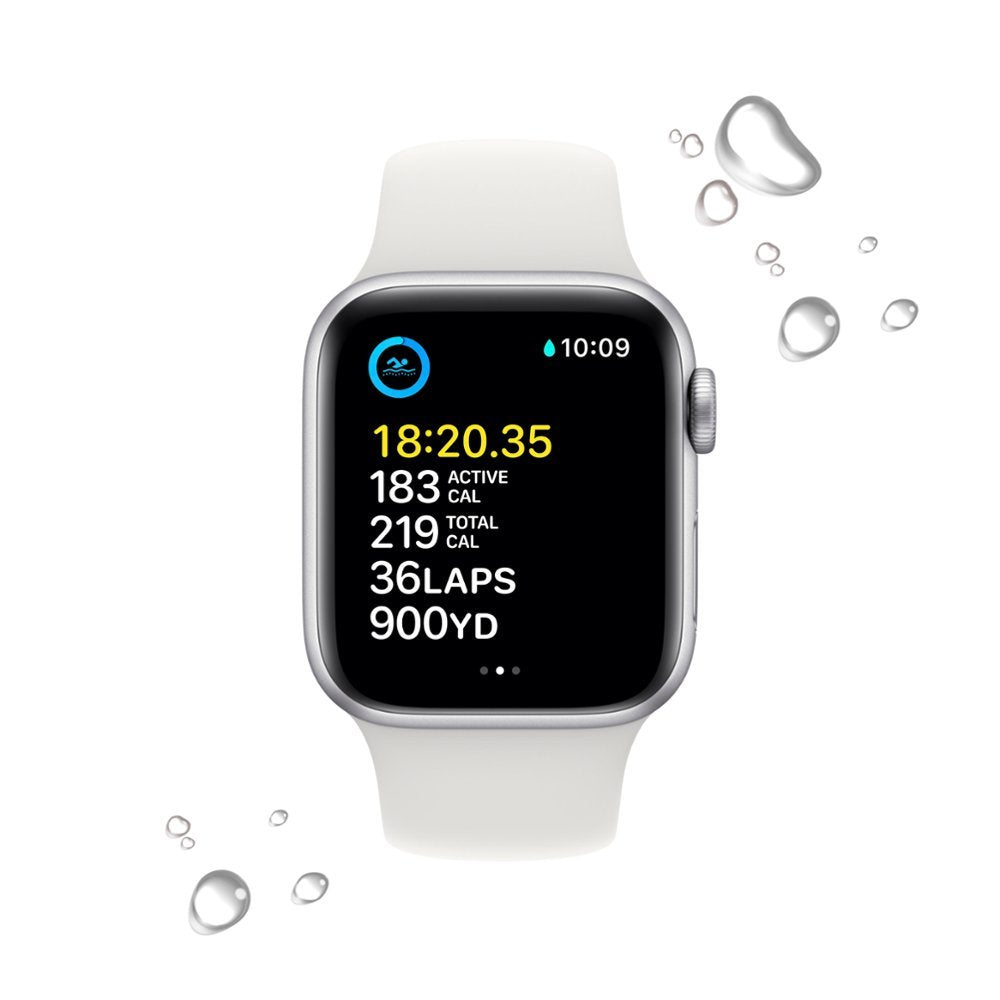 Apple Watch Series SE 2nd Gen (GPS) 40mm Silver Aluminum Case White Sport Band (Renewed)