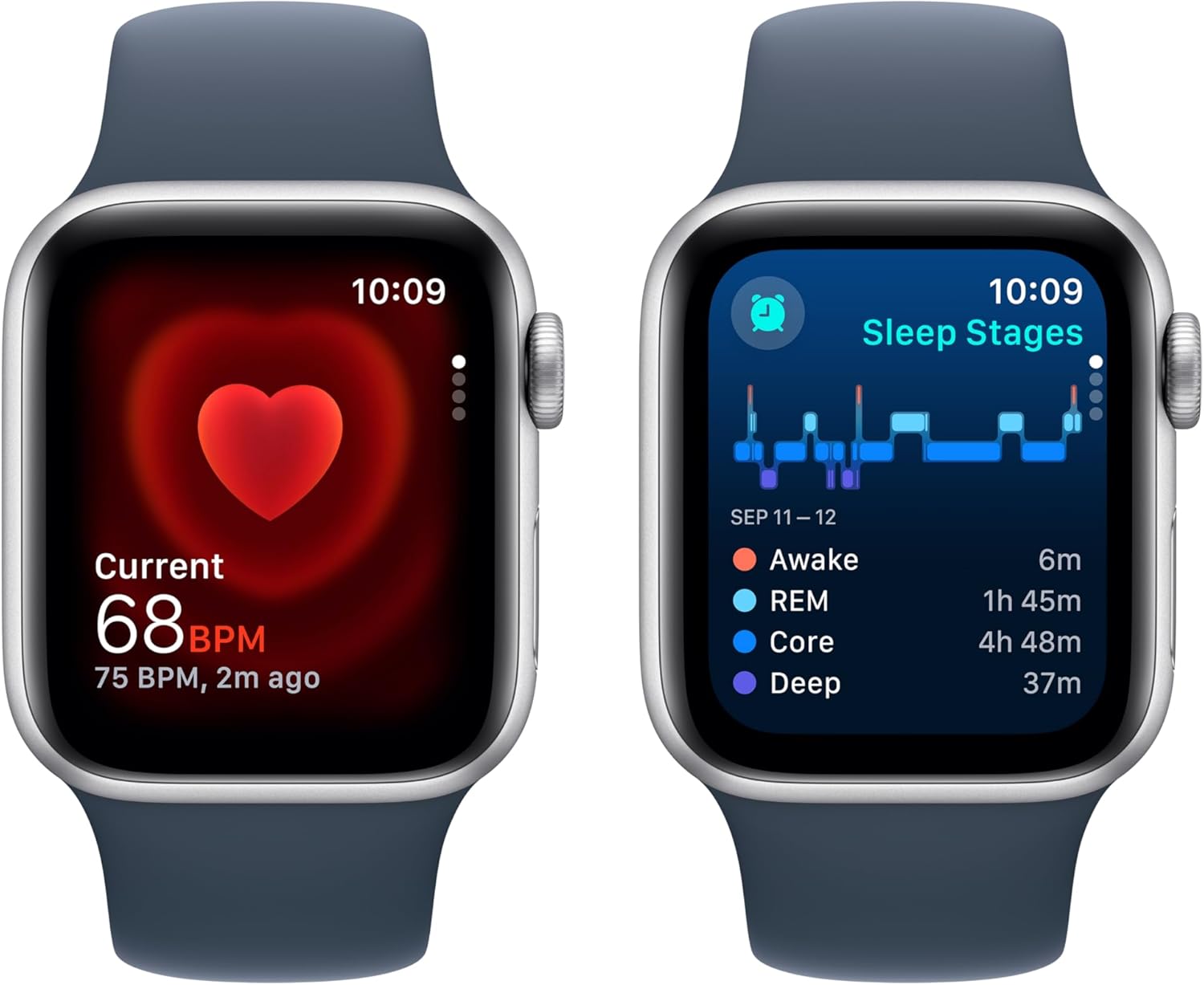Apple Watch Series SE 2nd Gen (GPS) 40MM Silver Aluminum Case Storm Blue Sport Band (Refurbished)