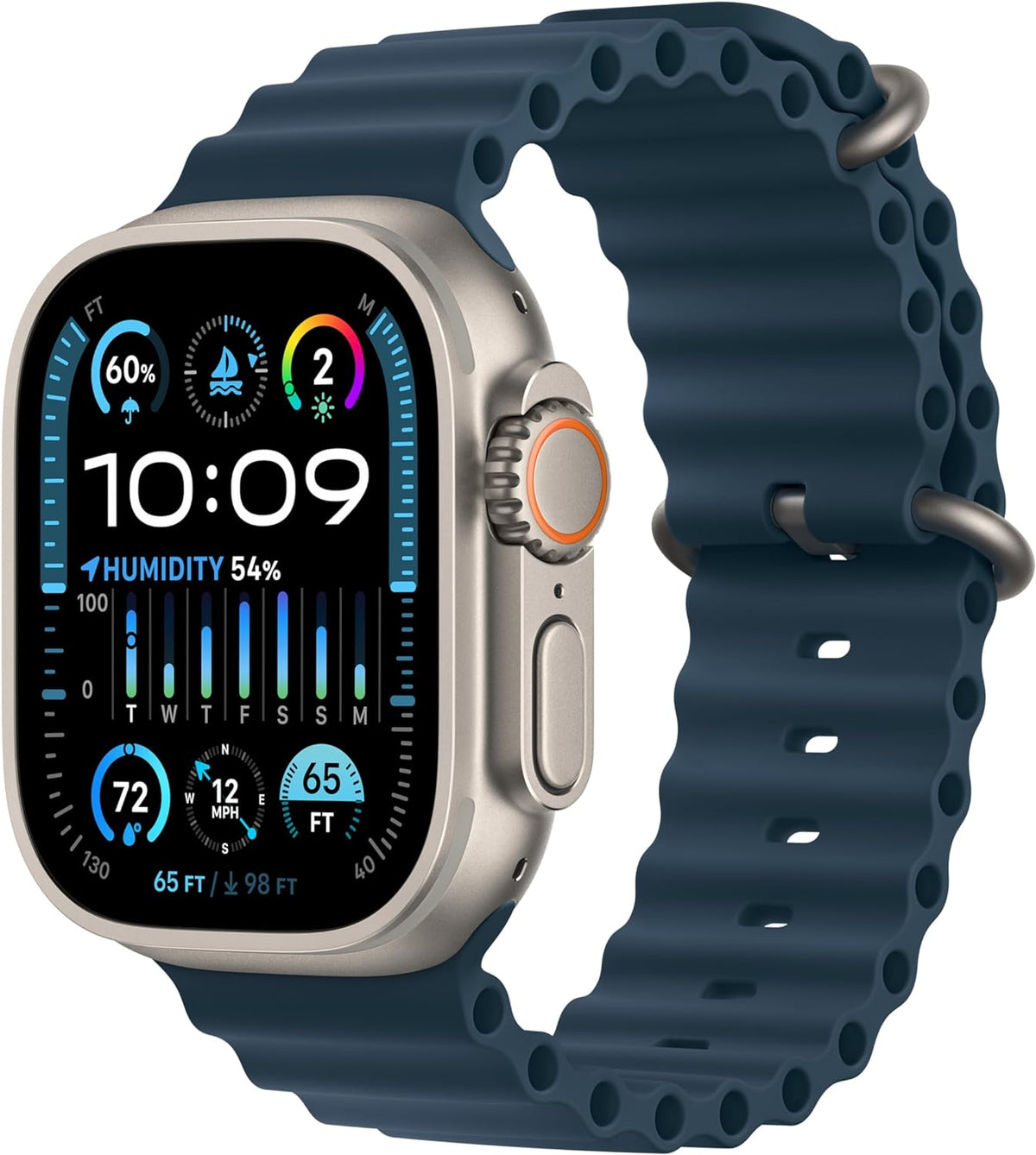 Apple Watch Ultra 2 (GPS + LTE) 49MM Titanium Case & Blue Ocean Band (Renewed)