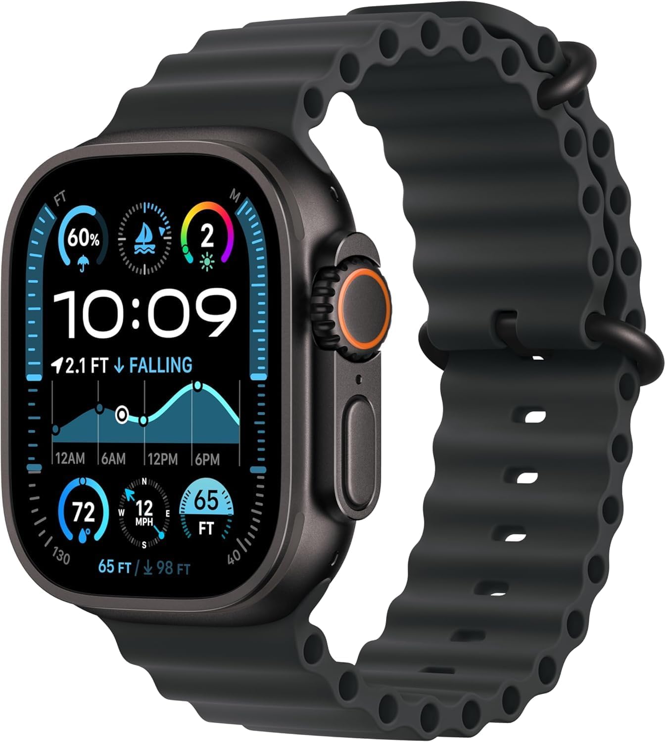 Apple Watch Ultra 2 (GPS + LTE) 49MM Black Titanium Case Black Ocean Band (Certified Refurbished)