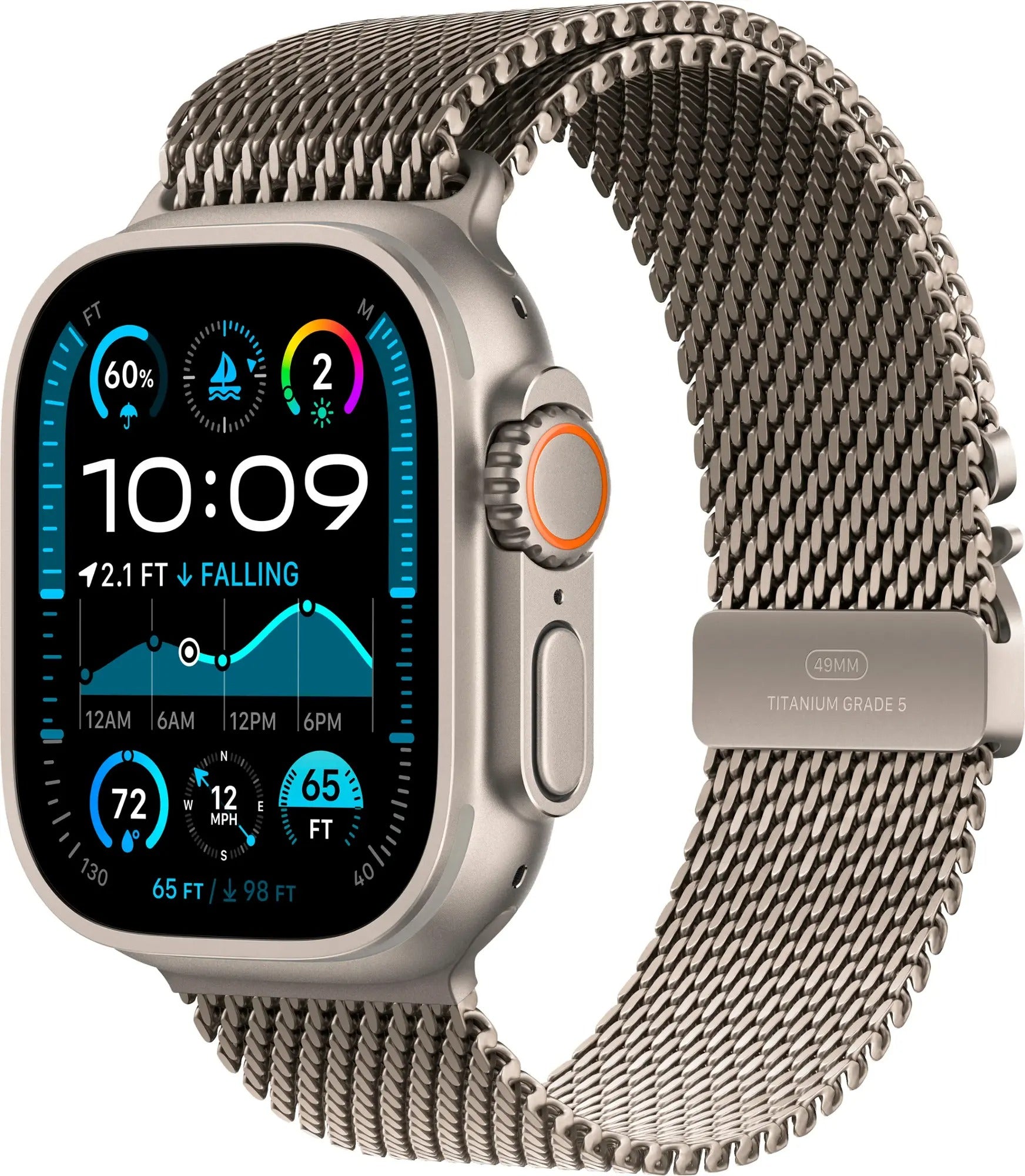 Apple Watch Ultra 2 (GPS + LTE) 49MM Titanium Case Natural Titanium Milanese Loop (Certified Refurbished)