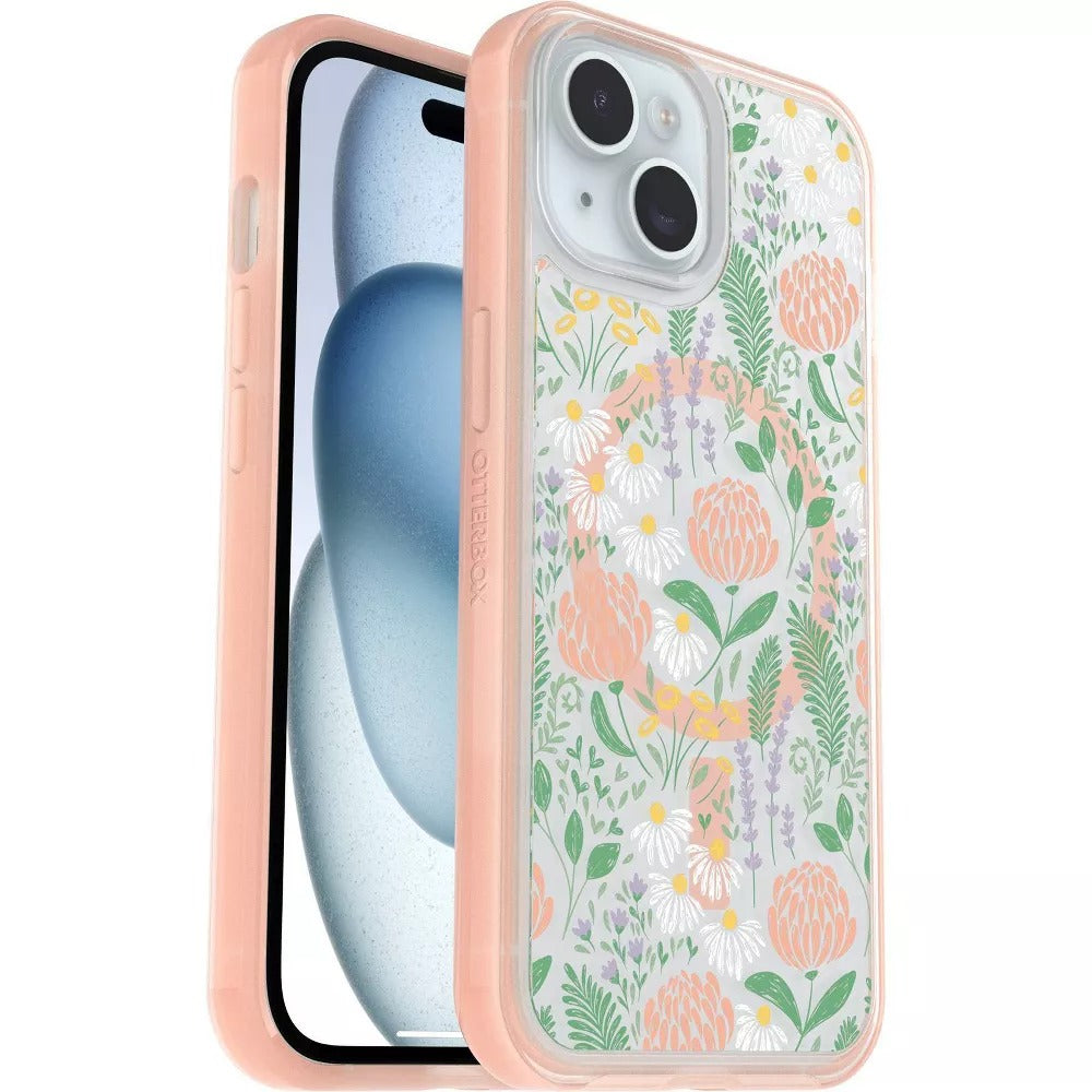 OtterBox SYMMETRY SERIES Case for Apple iPhone 15, 14, & 13 - Peachy Bloom (New)