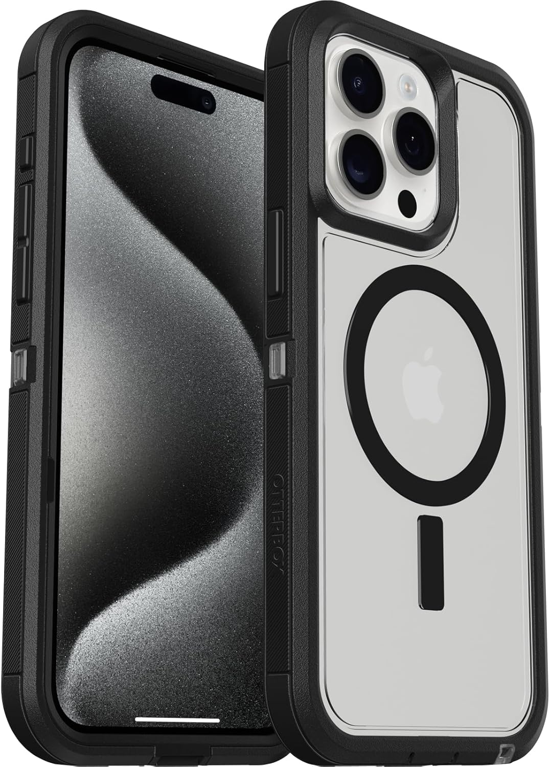 OtterBox DEFENDER SERIES XT Case for iPhone 15 Pro Max - Dark Side(Clear/Black) (Certified Refurbished)