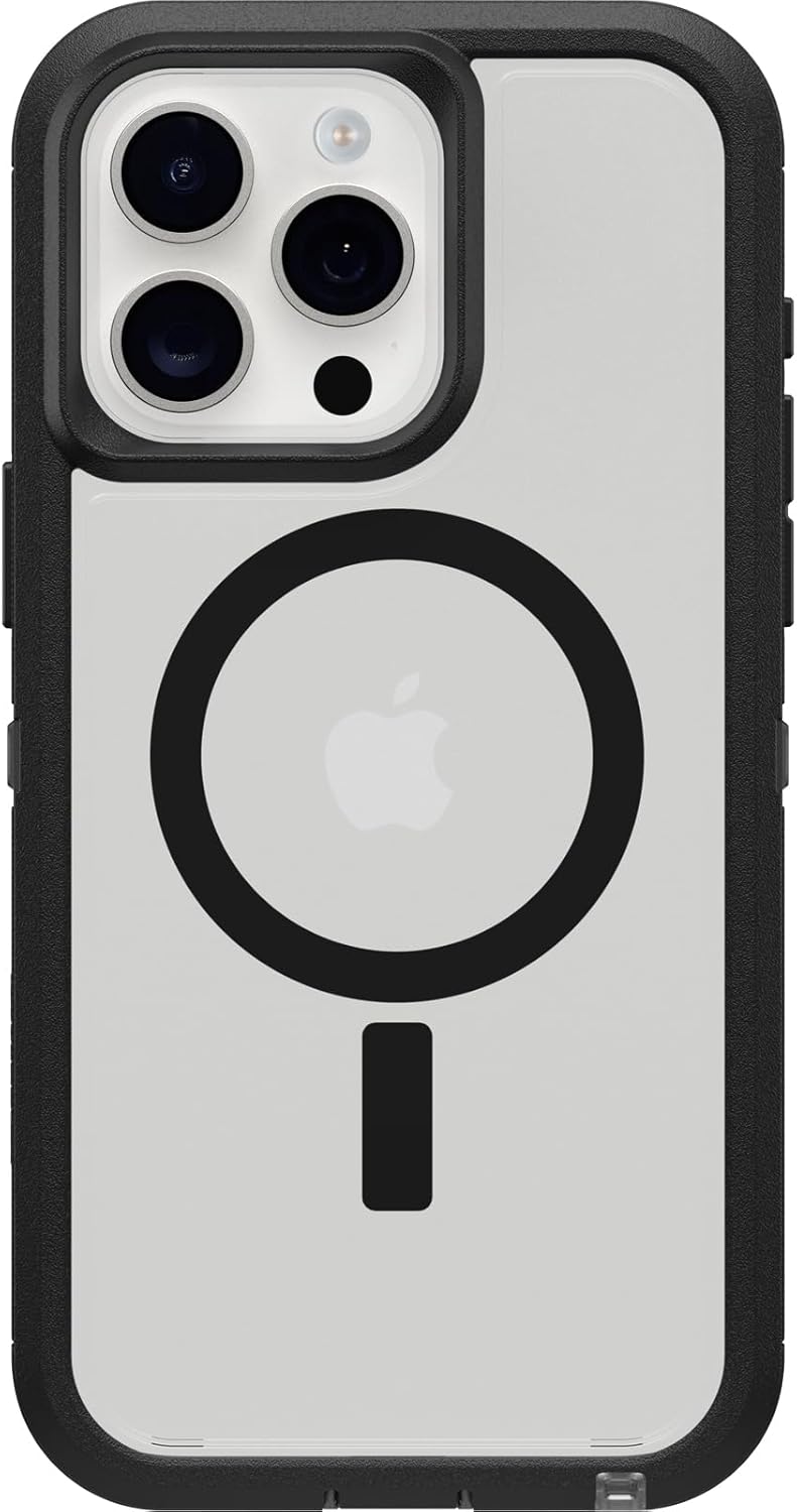 OtterBox DEFENDER SERIES XT Case for iPhone 15 Pro Max - Dark Side(Clear/Black) (Certified Refurbished)