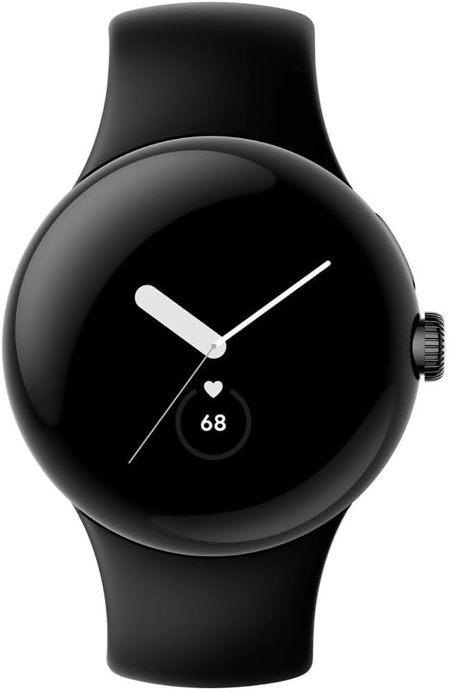 Google Pixel Watch (GPS Only) 41mm Stainless Steel Black Obsidian Active Band (Renewed)