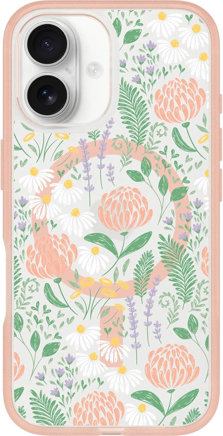 OtterBox SYMMETRY SERIES Clear Case for MagSafe iPhone 16 - Peachy Bloom (Certified Refurbished)