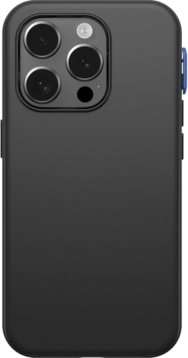 OtterBox SYMMETRY SERIES Case with Enhanced Action Button for iPhone 15 Pro - Black with Blue Button (Certified Refurbished)