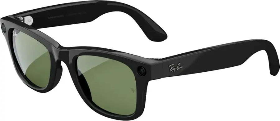 Ray-Ban Meta Wayfarer Shiny Black AI Large Glasses with Green Lenses (Pre-Owned)
