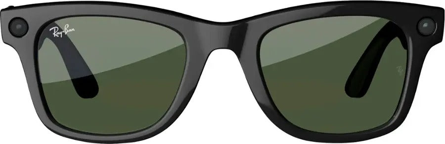 Ray-Ban Meta Wayfarer Shiny Black AI Large Glasses with G15 Green Lenses (Certified Refurbished)