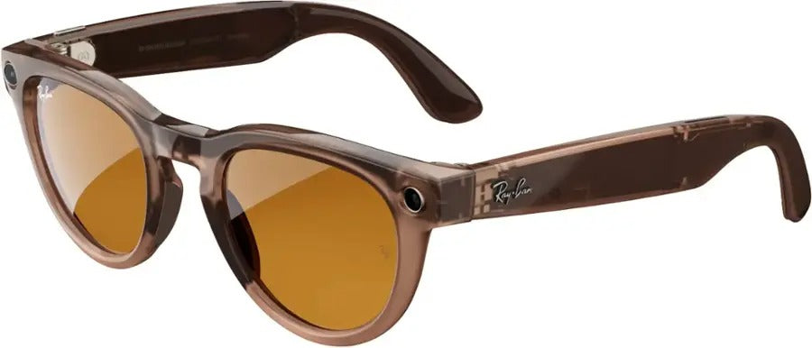 Ray-Ban Meta Headliner Shiny Warm Stone AI Glasses with Saffron Yellow Transition Lenses (Certified Refurbished)