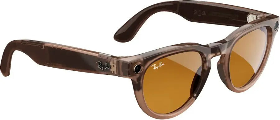 Ray-Ban Meta Headliner Shiny Warm Stone AI Glasses with Saffron Yellow Transition Lenses (Certified Refurbished)