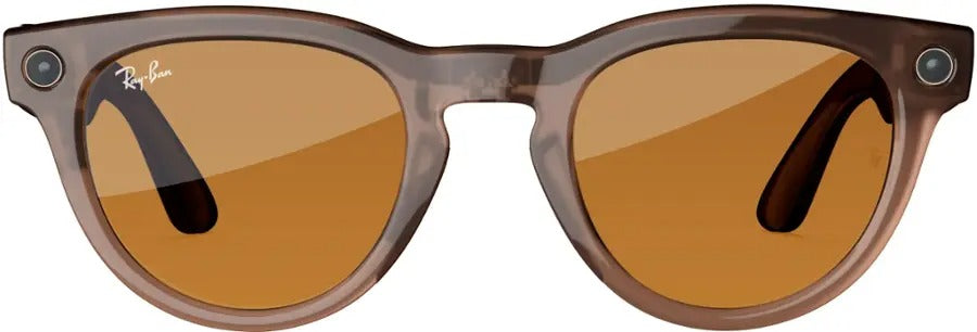 Ray-Ban Meta Headliner Shiny Warm Stone AI Glasses with Saffron Yellow Transition Lenses (Certified Refurbished)