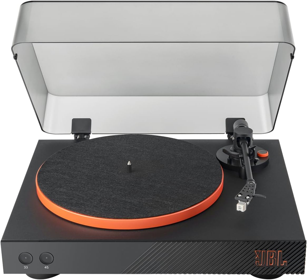 JBL Spinner BT Hi-Res Bluetooth Turntable - Black/ Orange (Renewed)