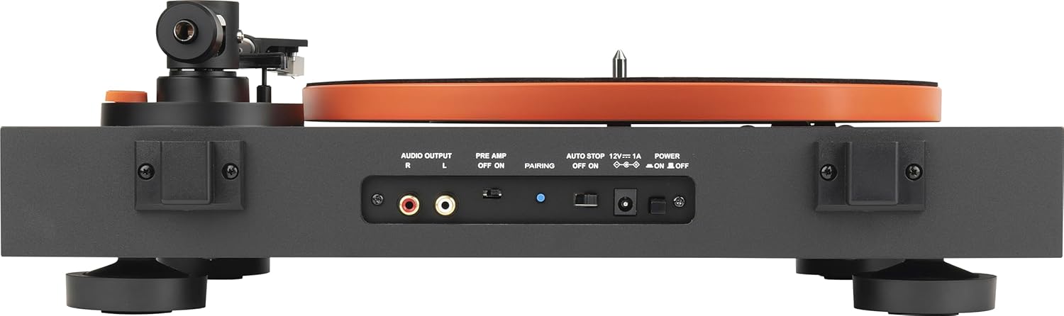 JBL Spinner BT Hi-Res Bluetooth Turntable - Black/ Orange (Renewed)