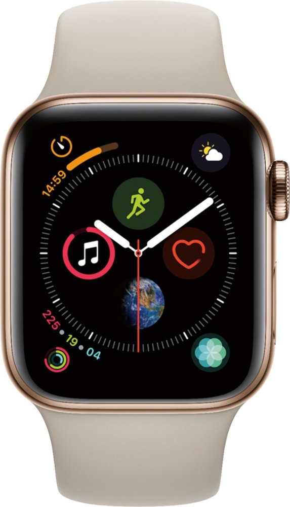 Apple Watch Series 4 (2018) 40mm GPS + Cellular - Gold Stainless Steel Case & Stone Sport Band (Renewed)
