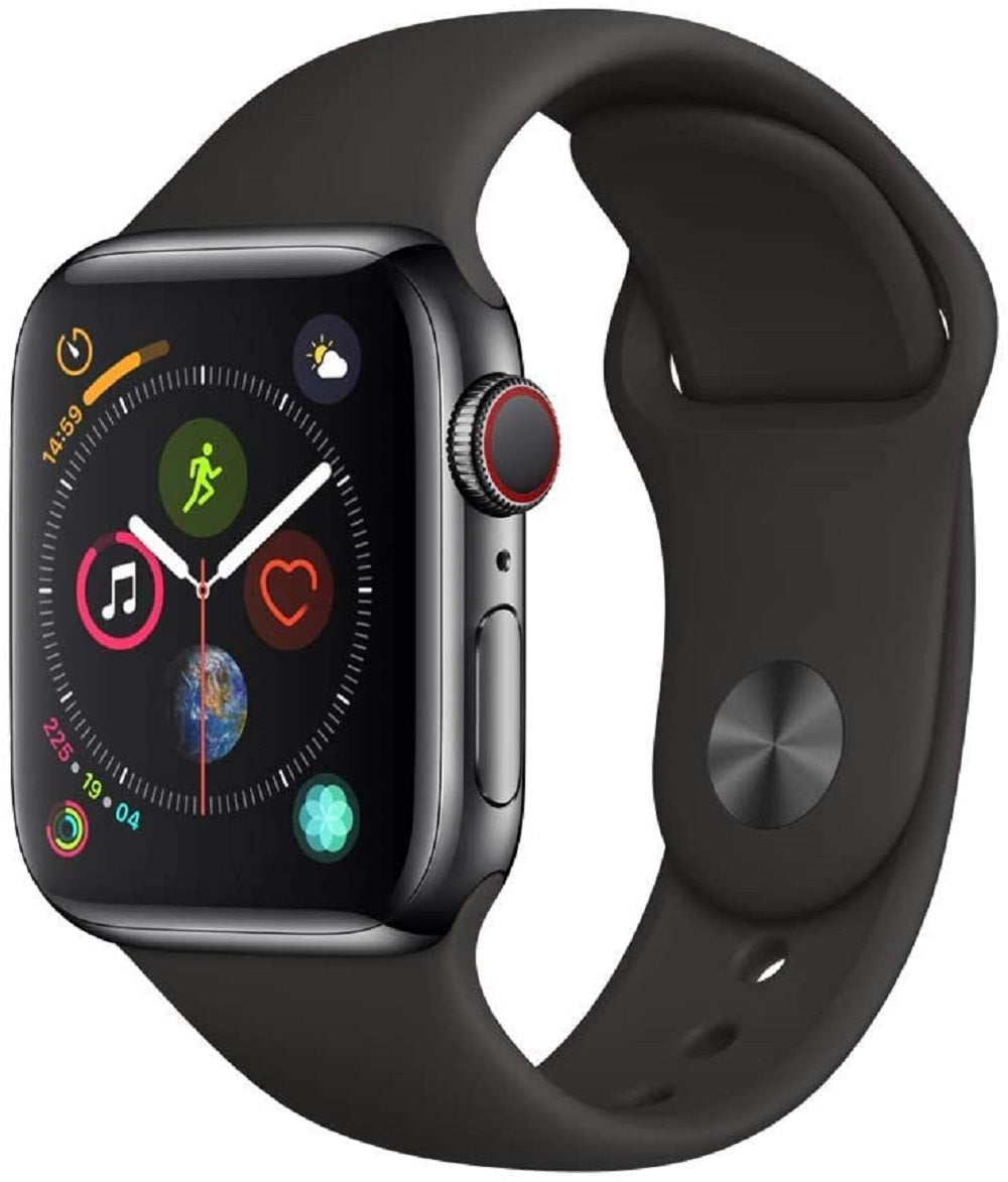Apple Watch Series 4 GPS+LTE 40MM Black Stainless Steel Case & Black Sport Band (Certified Refurbished)