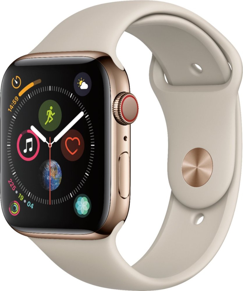 Apple Watch Series 4 (2018) 44mm GPS + Cellular - Gold Stainless Steel Case &amp; Stone Sport Band (Refurbished)