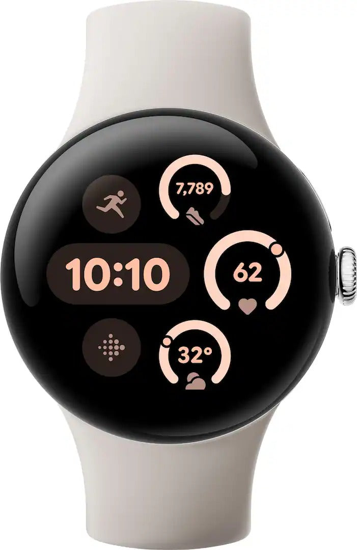 Google Pixel Watch 3 (GPS+LTE) 41MM Polished Silver Aluminum Porcelain Active Band (Renewed)