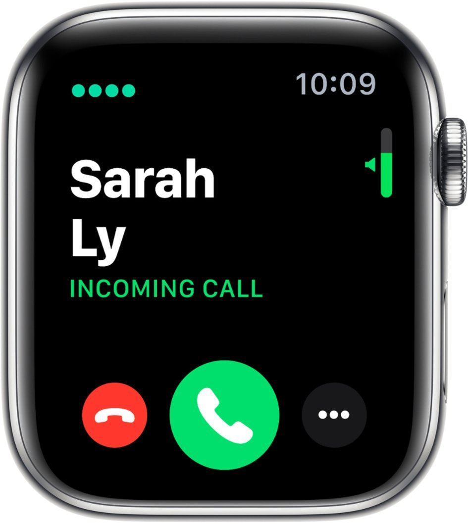 Apple Watch Series 5 (GPS + LTE) 44mm Silver Stainless Steel Case & White Sport Band (New)
