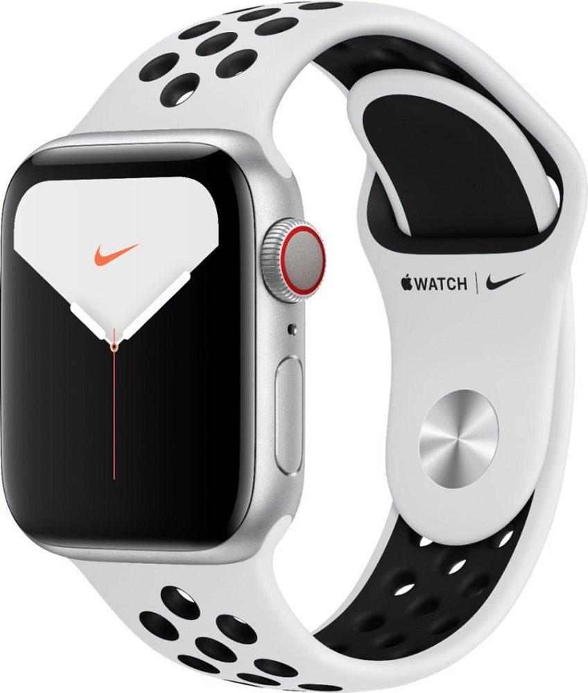 Apple Watch Nike+ Series 5 (2019) 40mm GPS + Cellular - Silver Case Pure Platinum & Black Nike Sport Band (New)