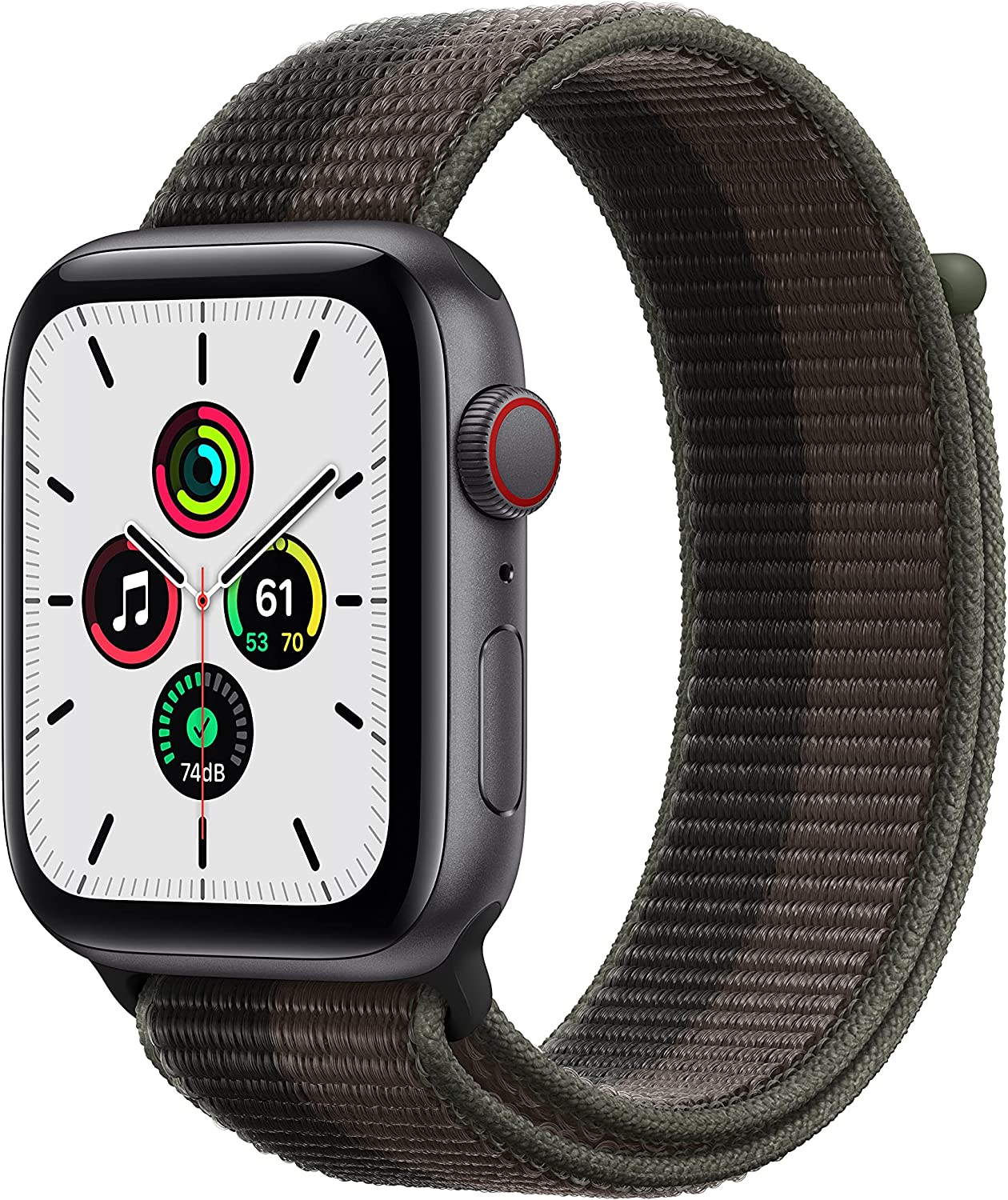 Apple Watch Series SE 1st Gen (2020) 44mm GPS + Cellular - Space Gray Case & Tornado Sport Loop (New)