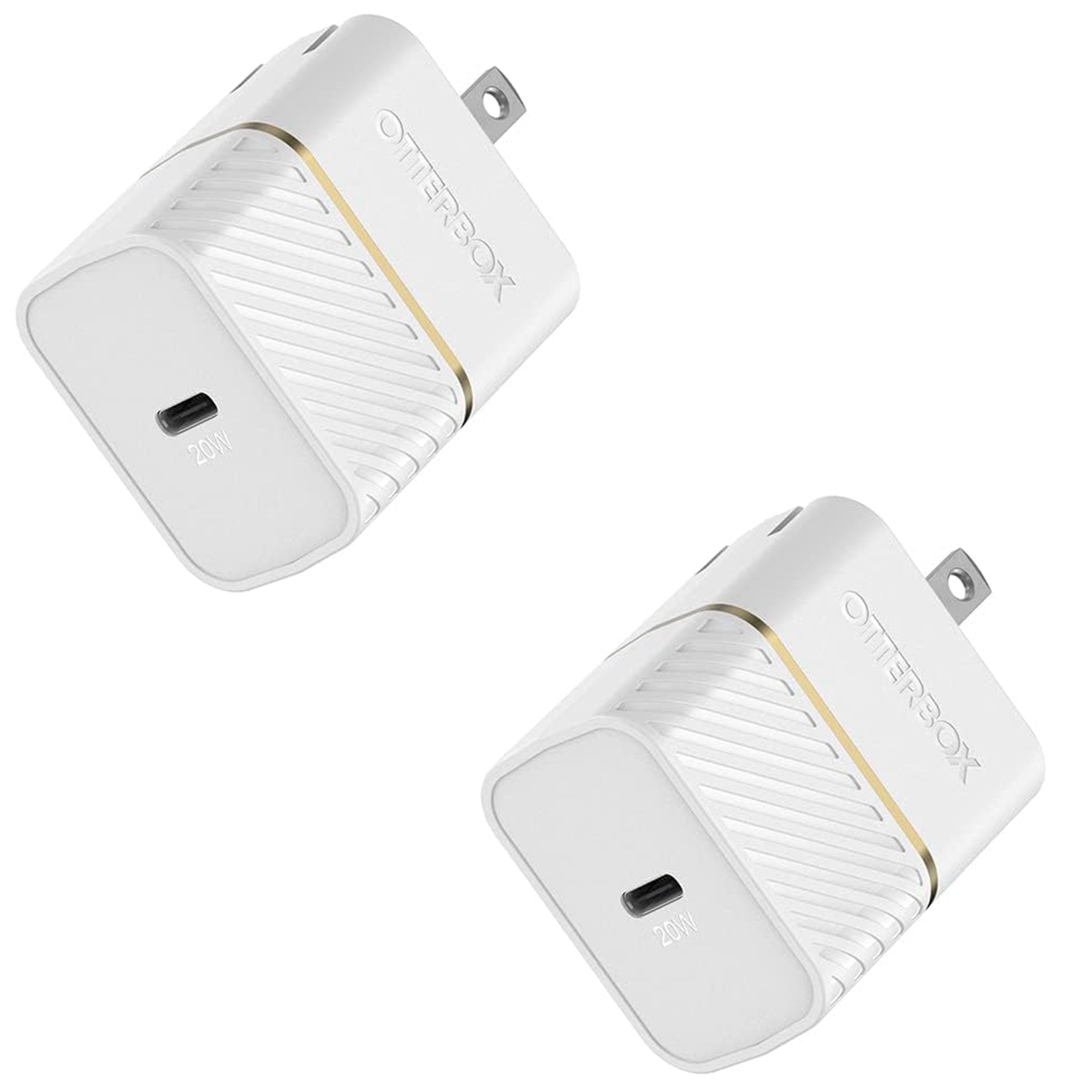 OtterBox Fast Charge USB-C Wall Charger 20W Two-Pack - Cloud Dust White (New)