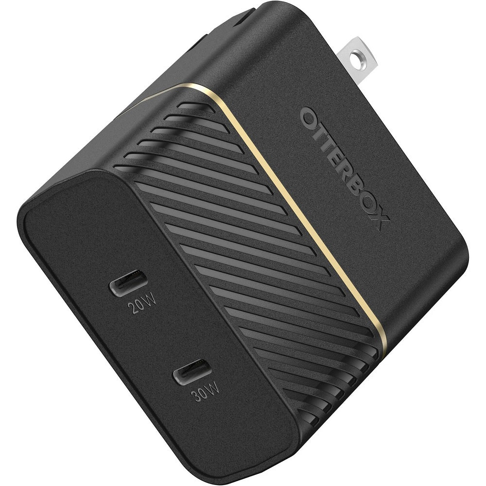 OtterBox USB-C Dual Port Wall Charger 50W Combined - Black Shimmer (Renewed)