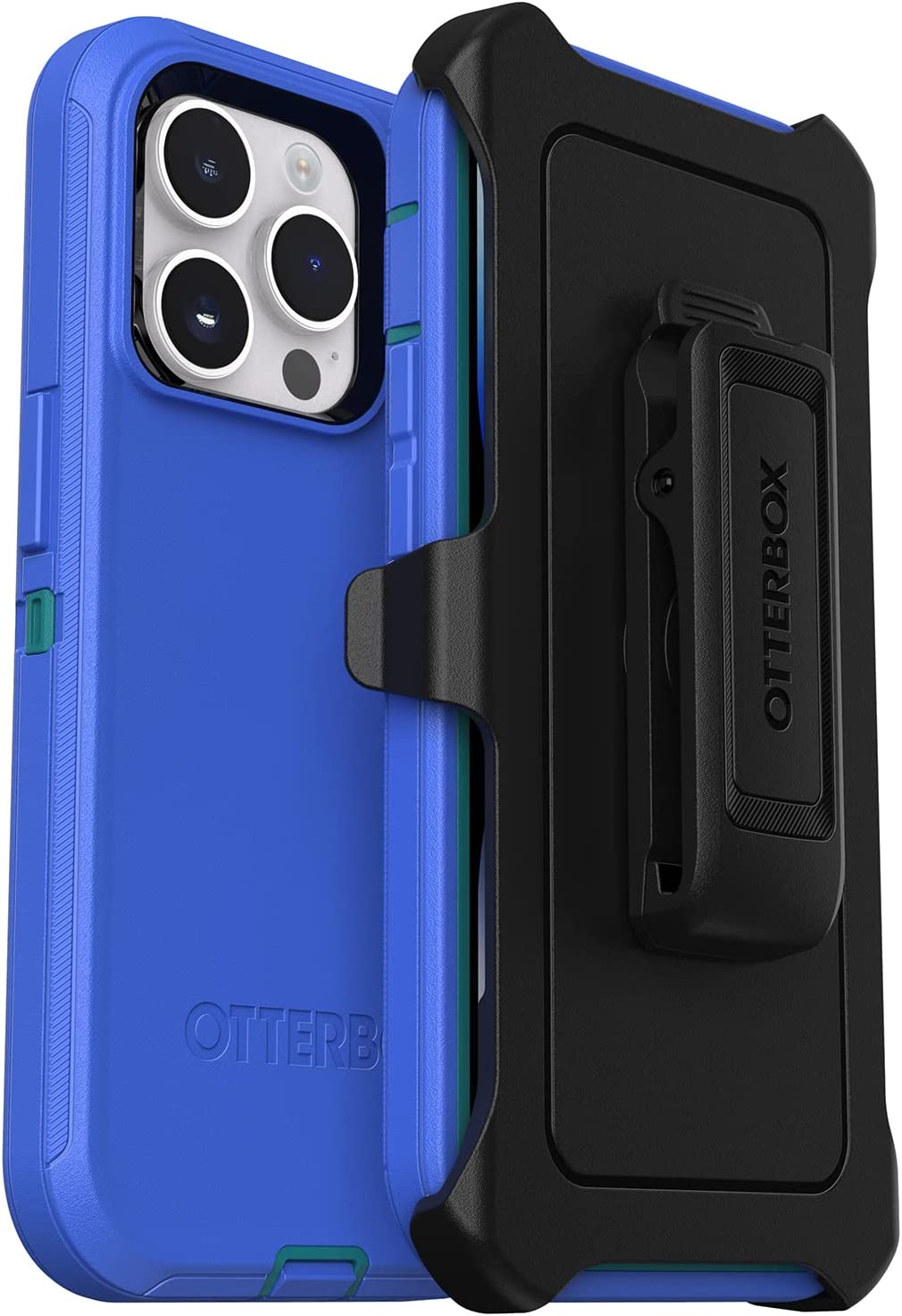 OtterBox DEFENDER SERIES Case & Holster for iPhone 14 Pro - Rain Check (Blue) (New)