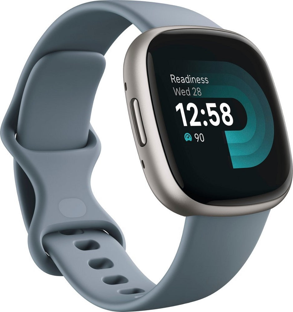 Fitbit Versa 4 Fitness Smartwatch - Waterfall Blue/Platinum (Certified Refurbished)