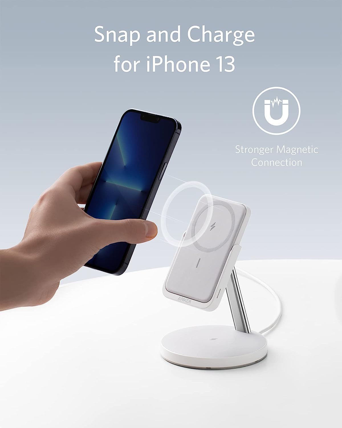 Anker 633 Magnetic 2-in-1 Wireless Charging Station - White (New)