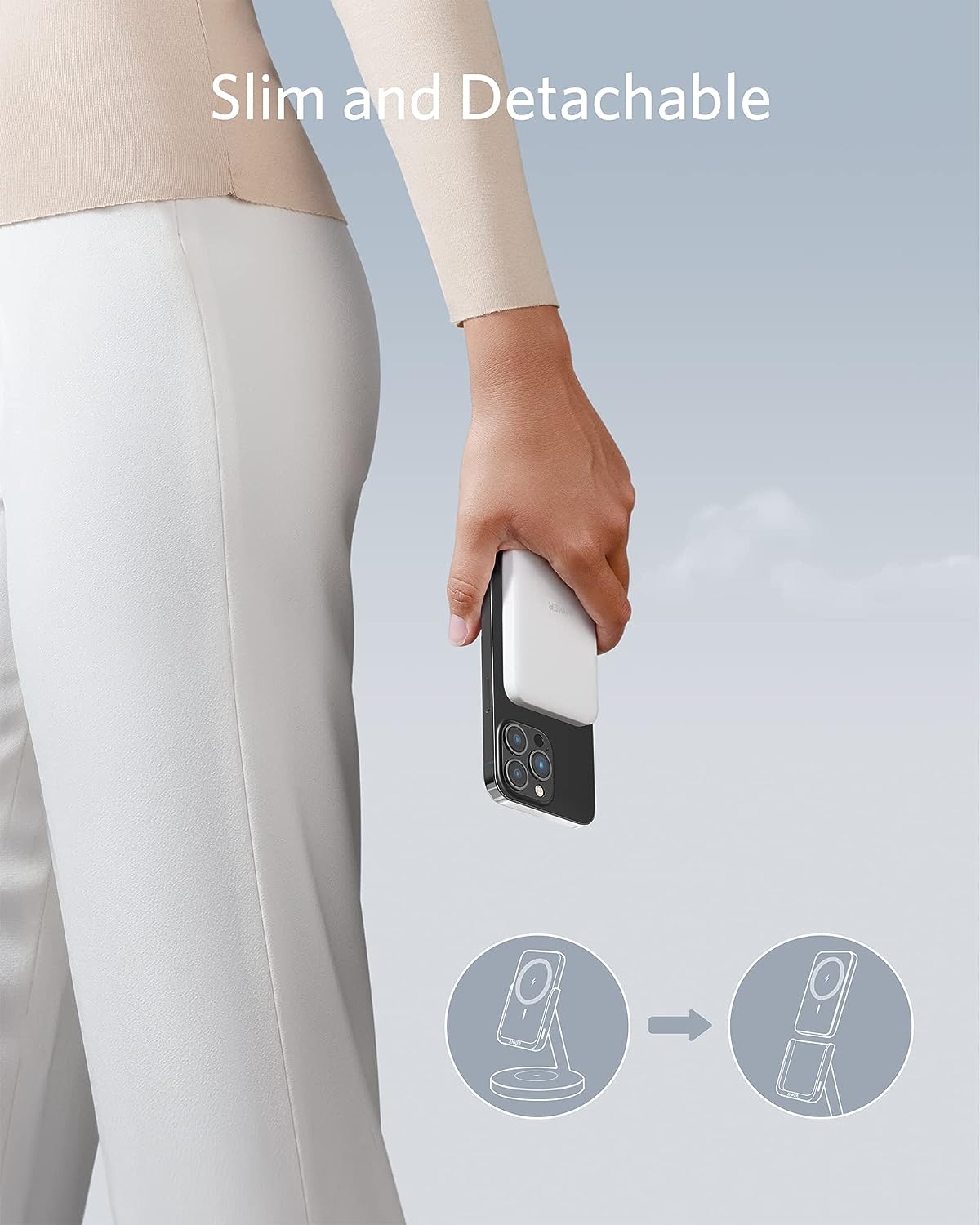 Anker 633 MagGo 2-in-1 Wireless Charging Station - White (Refurbished)