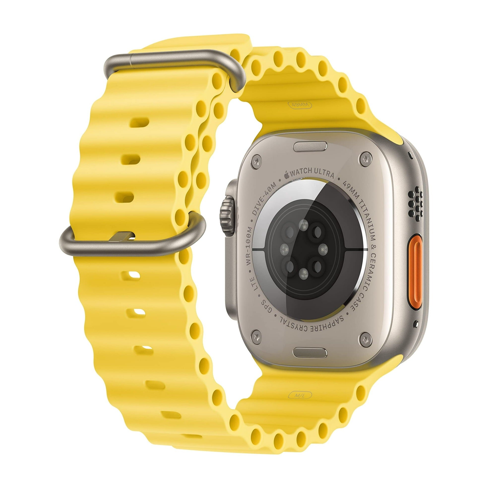 Apple Watch Ultra (GPS + LTE) 49mm Silver Titanium Case & Yellow Ocean Band (Refurbished)