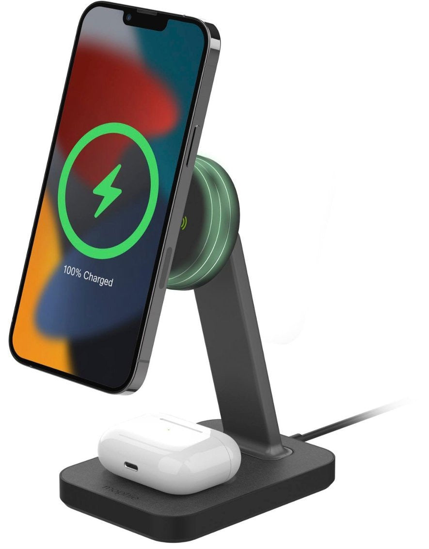 Mophie Snap+ 15W Wireless Charging Stand & Pad W/ MagSafe Compatibility - Black (New)