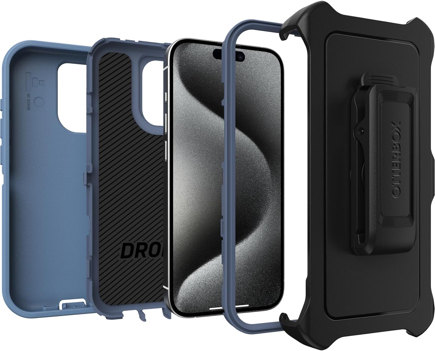 OtterBox DEFENDER SERIES XT case w/MagSafe for iPhone 15 Pro - Baby Blue Jeans (77-92954)