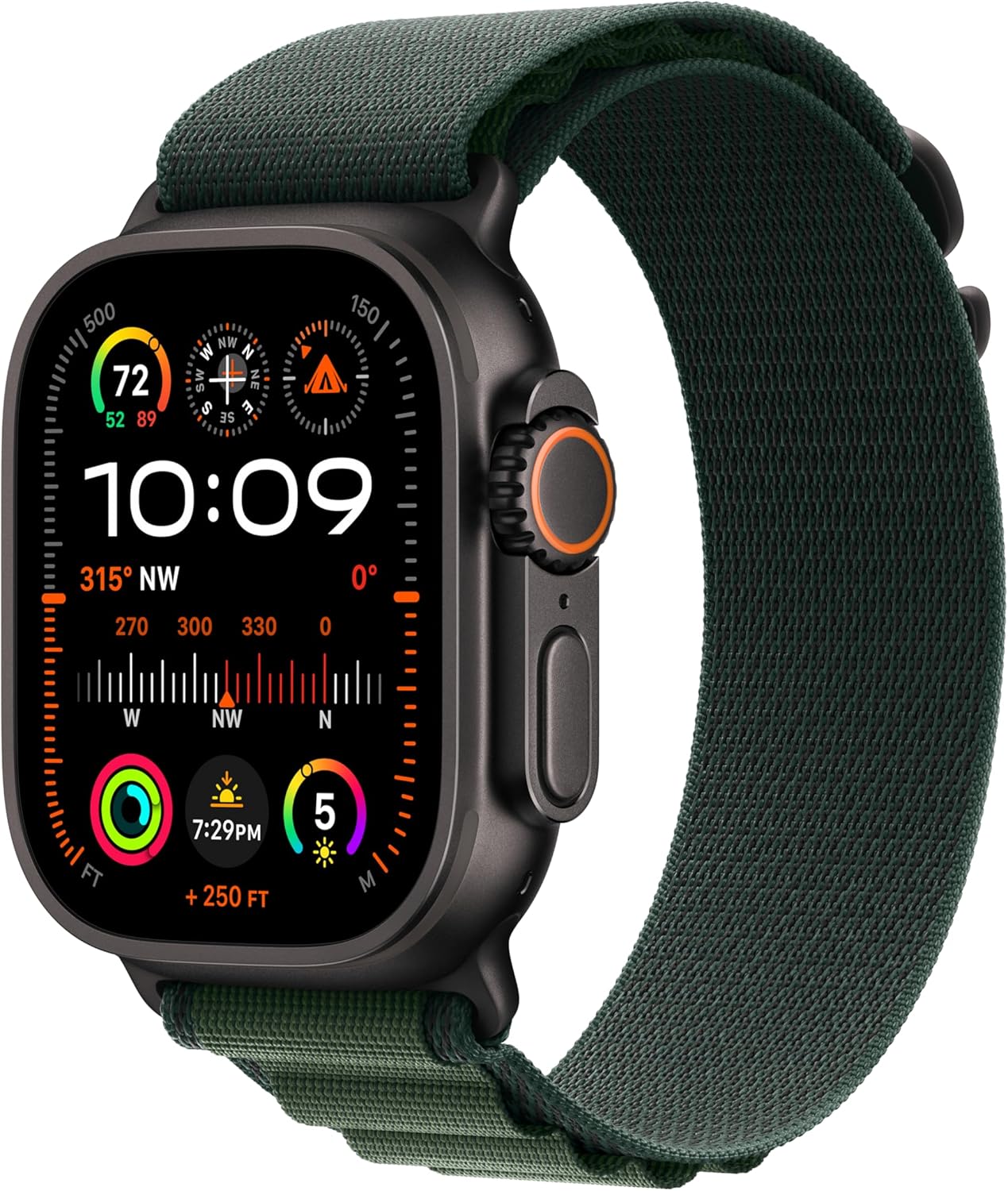 Apple Watch Ultra 2 (GPS + LTE) 49MM Black Titanium Case Dark Green Alpine Loop (Refurbished)