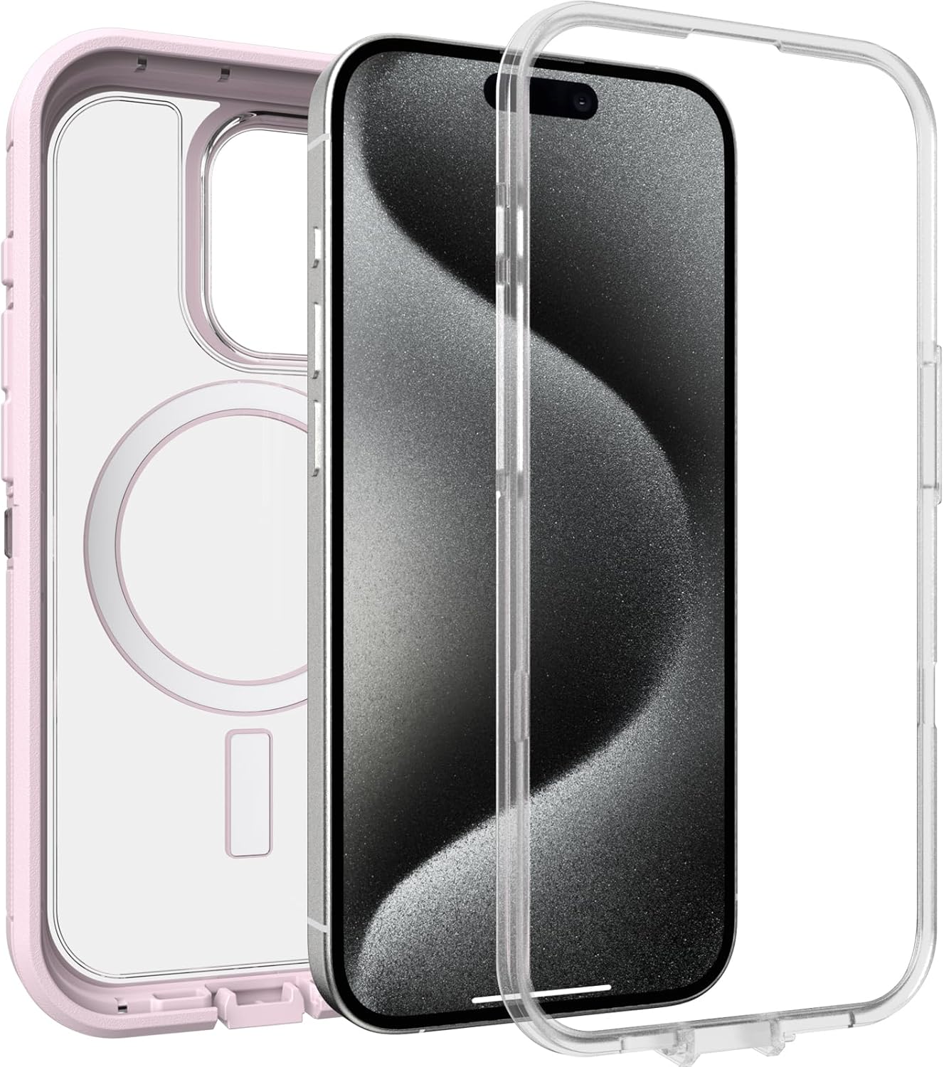 OtterBox DEFENDER SERIES XT Case for iPhone 15 Plus & 14 Plus - Mountain Frost (Clear/Pink) (Certified Refurbished)