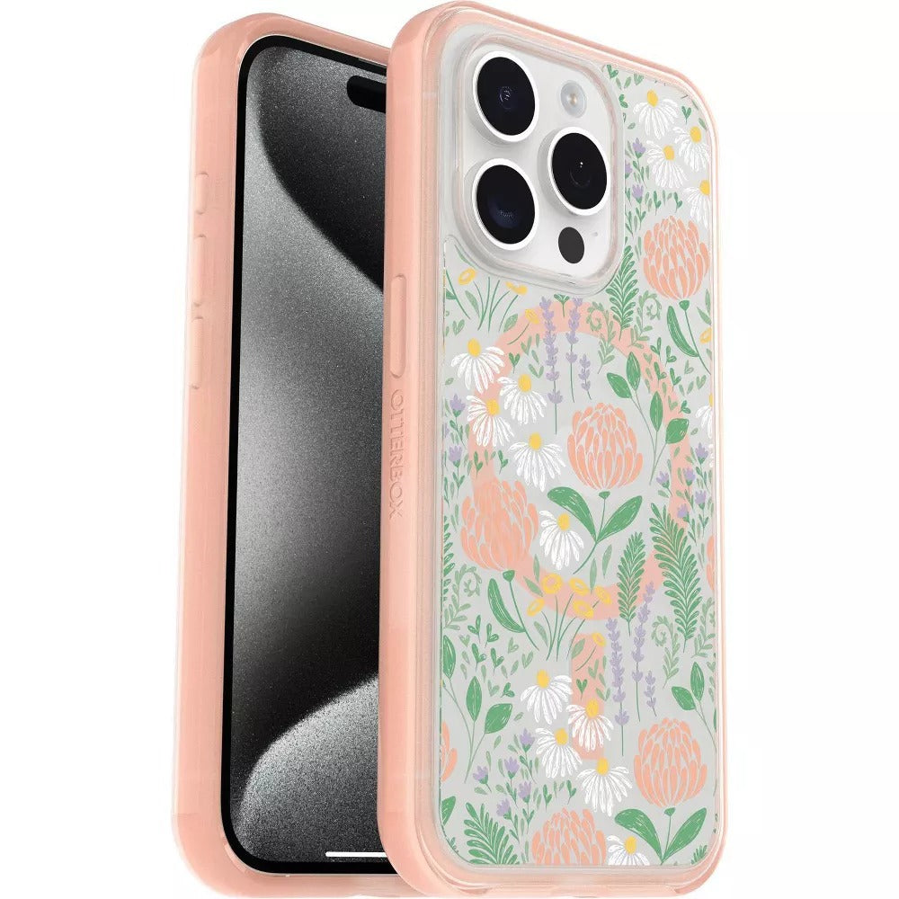 OtterBox SYMMETRY SERIES Clear Case for iPhone 15 Pro - Peachy Bloom