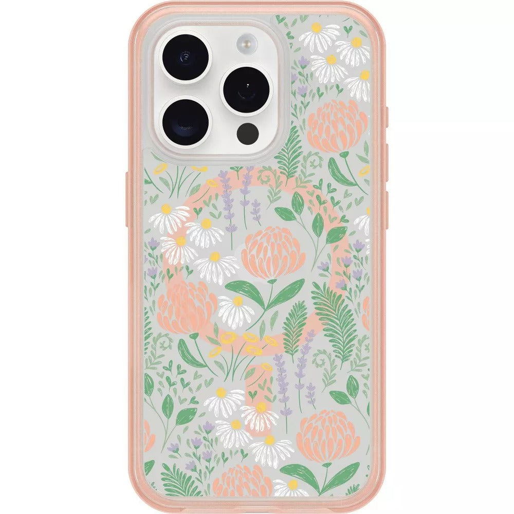 OtterBox SYMMETRY SERIES Clear Case for iPhone 15 Pro - Peachy Bloom