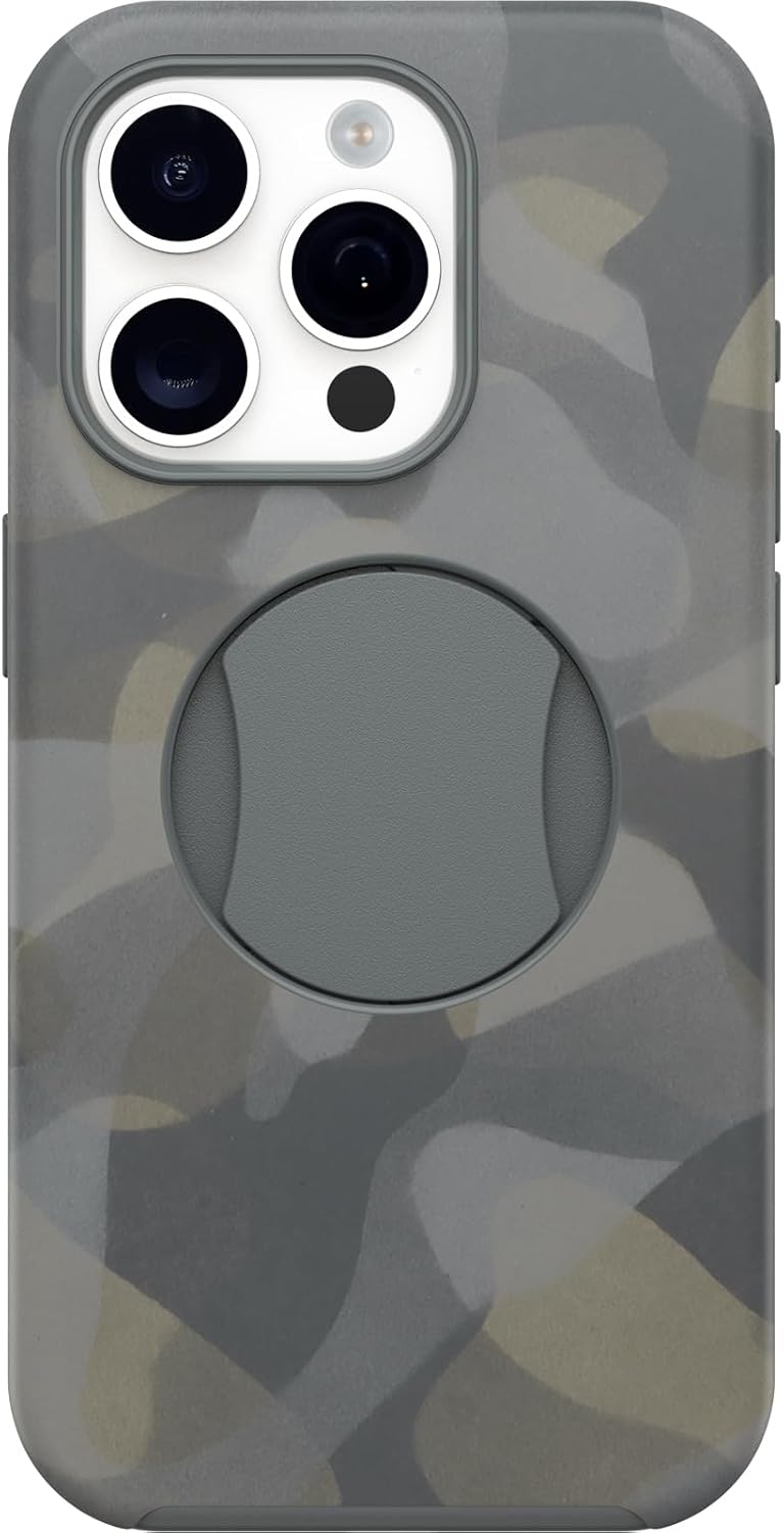 OtterBox OtterGrip SYMMETRY SERIES Case for iPhone 15 Pro - Iron Camo (Grey) (New)