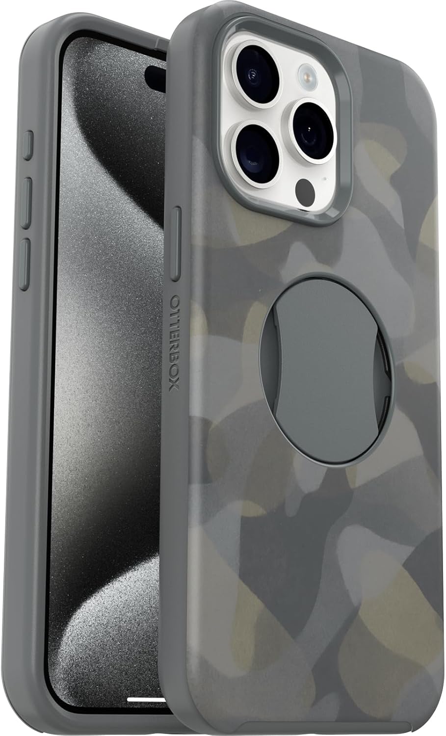 OtterBox OtterGrip SYMMETRY SERIES Case for iPhone 15 Pro Max - Iron Camo (Grey) (Certified Refurbished)