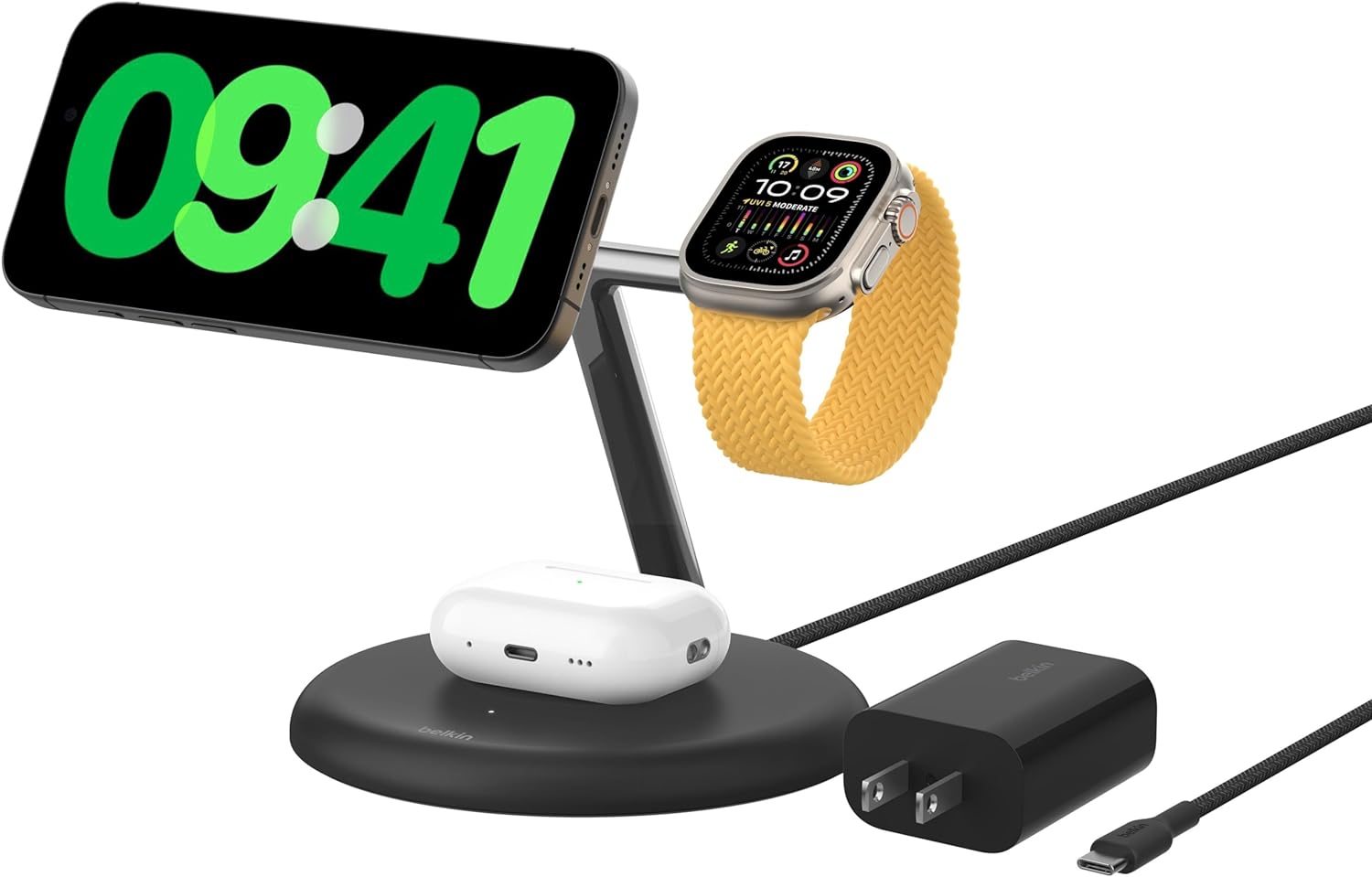 Belkin BoostCharge Pro 3-in-1 Magnetic Charging Stand - Black (New)