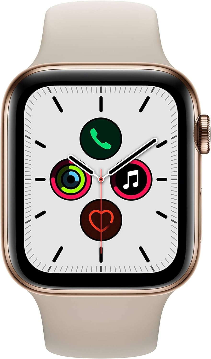 Apple Watch Series 5 GPS+LTE w/ 44MM Gold Stainless Steel Case, Stone Sport Band (Pre-Owned)