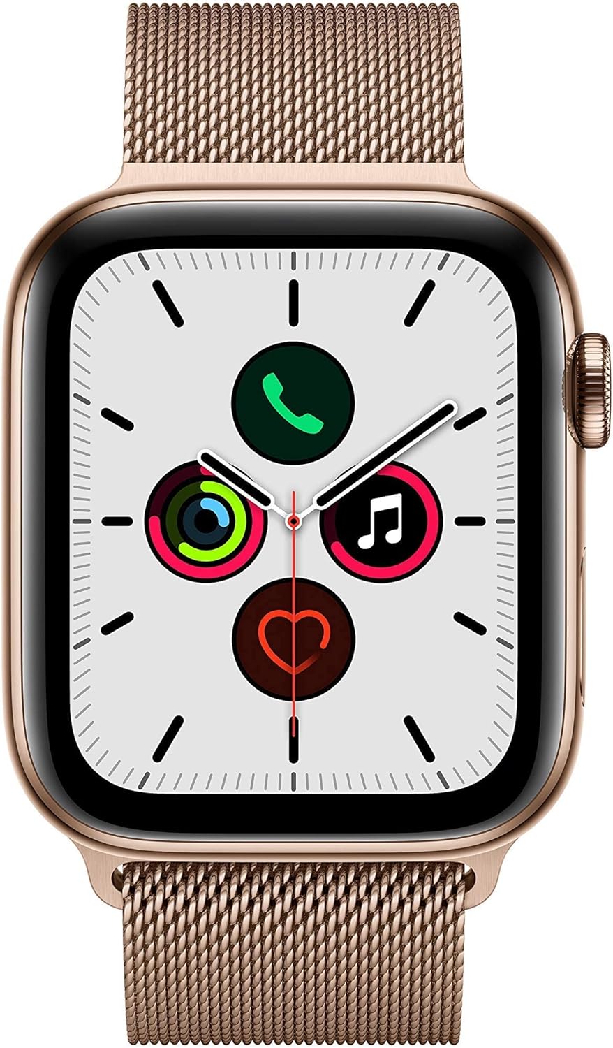 Apple Watch Series 5 (GPS+LTE) 44MM Gold Stainless Steel Case Gold Milanese Loop (Renewed)