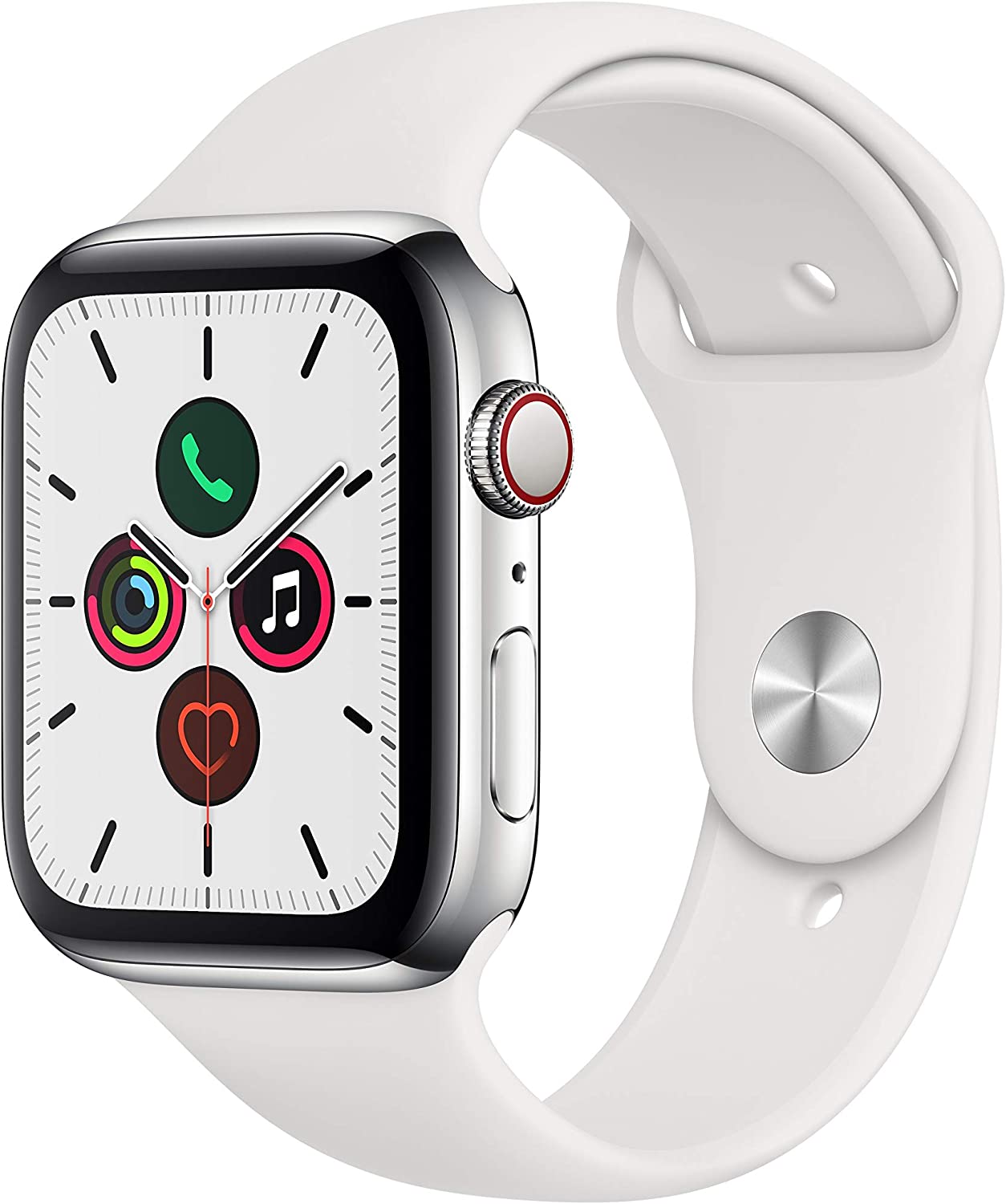 Apple Watch Series 5 GPS+LTE 40MM Silver Stainless Steel Case & White Sport Band (Used)