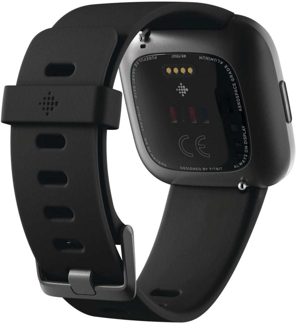 Fitbit Versa 2 Smart Watch with Heart Rate Monitor - Black/Carbon Aluminum (Pre-Owned)