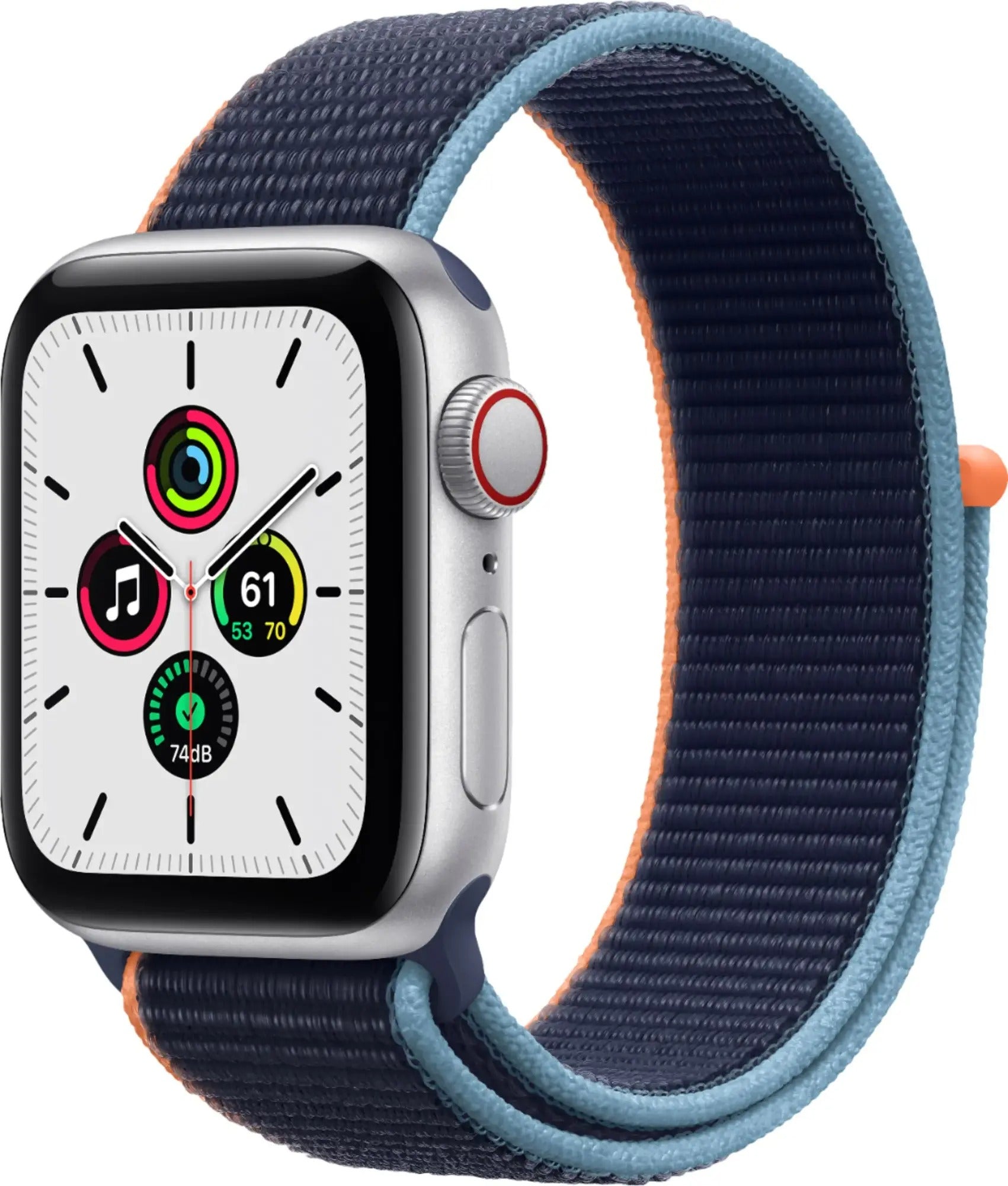 Apple Watch Series SE (GPS+LTE) 40MM Silver Aluminum Case Deep Navy Sport Loop (Renewed)